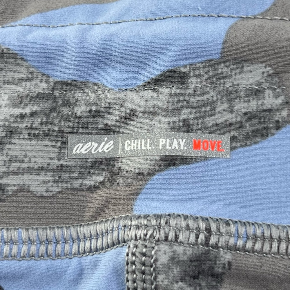 aerie Camo Leggings Drawstring Chill Play Move Gym Workout Gray Blue Medium M - Picture 8 of 15